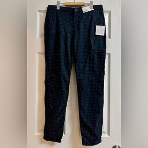 NEW Uniqlo Dark Blue Polka Dot Warm Lined Slim Fit Stretch Pants // Medium